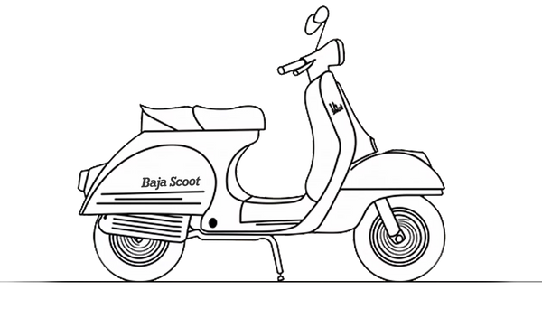 Baja Scoot logo - Stylized scooter silhouette with 'Baja Scoot' text, representing scooter rentals in San José del Cabo
